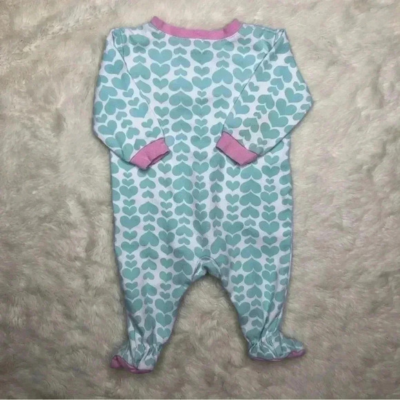 Pekkle Footed Onesie Pajamas White / Blue / Pink Hearts  / Pig Size 3 Months - Picture 13 of 16